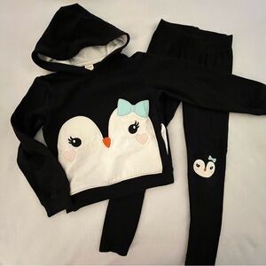 Gymboree Polar Party Black Penguin Hoodie Set